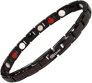 60lives Ionized Magnetic Therapy Bracelet for woman. Helps with health stress arthritis and pain. Strong energy powered with natural elements - Black.