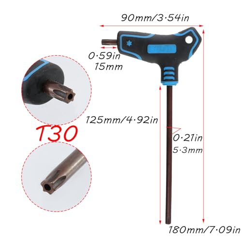 Image of Antrader T30 Torx Screwdriver,Anti Tamper Proof Torx Key,S2 Steel Non-Slip T-Handle Dual End Wrench (Blue)