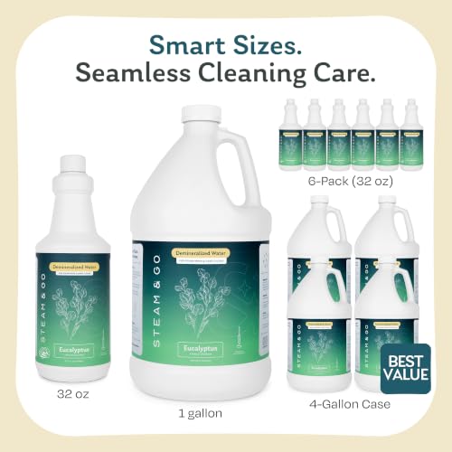 Image of Steam & Go Demineralized Water for Steam Cleaners, Eucalyptus Mint, 4 x 1 Gallon