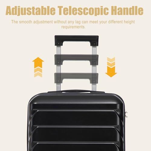 Image of 20 Inch ABS Hard Shell Travel Checked Luggage With Combination Lock, Black