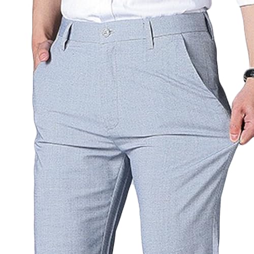 Men's Summer Lightweight Casual Dress Pants Straight Fit Cotton Linen Suit Pants Stylish Comfortable Work Pants​2