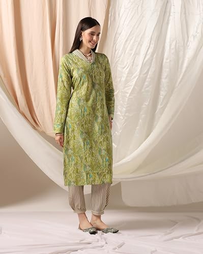 Image of DHRUVI TRENDZ Cotton Blend Kurta Set for Women | Kurta Set | Kurta Set for Women | Festive Kurta Set for Women | Regular Fit Kurta Set for Women