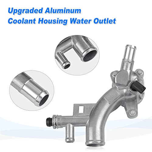 Wmphe Aluminum Engine Coolant Housing Water Outlet Upgraded Thermostat Housing Compatible With Chevy Cruze, Sonic, Trax And Buick Encore 1.4L, Replaces 15-11105, 25193922, 902-846, 55565334 #TOP4