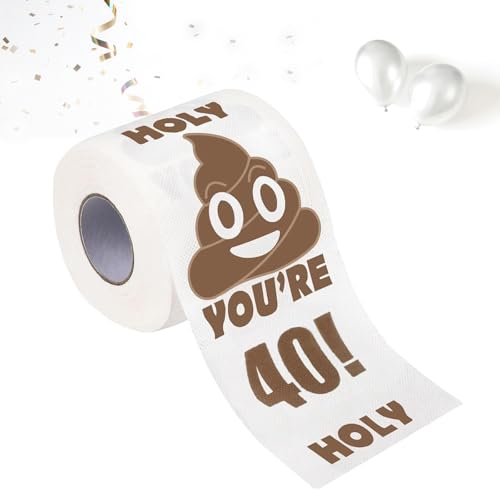 40th Birthday Gifts for Men Women Funny Toilet Roll, Gag Gift Happy Prank Toilet Paper, Novelty Toilet Paper Roll for Friend, Bathroom Birthday Party Decor