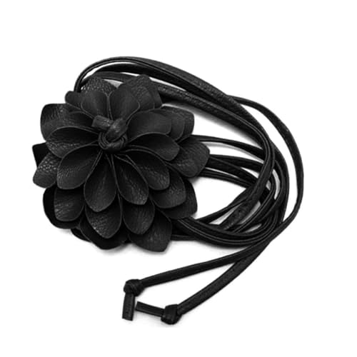 Boho Flower Waist Belt Women Girls Leather Rope Tassel Waist Band Skinny Belt for Dress Shirts