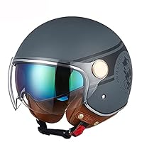 HZIH Vintage Casco Da Moto Casco Jet,ECE Omologato 3/4 Mezzo Casco