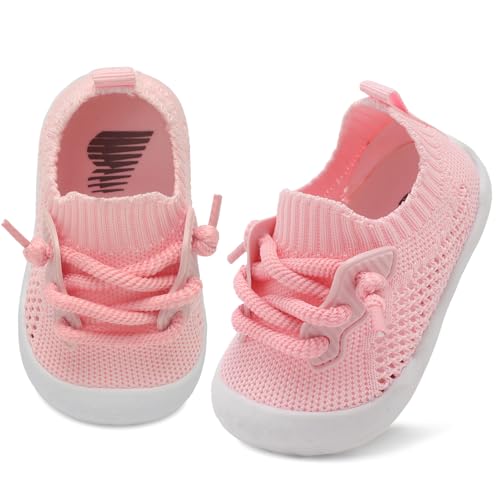 Image of BARERUN Baby Shoes Baby First Walking Shoes Infant Sneakers Wide Toe Box Slip on Shoes Soft Sole Baby Boys Girls Crib Shoes Toddler Breathable Lightweight House Sock Shoes