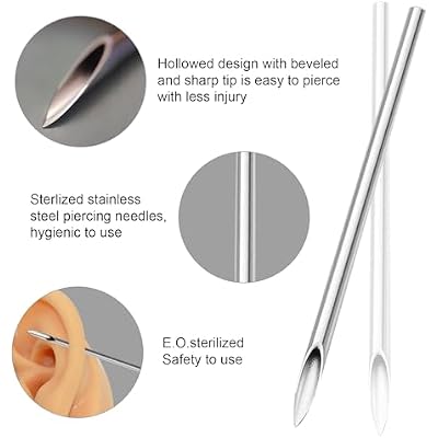 Autdor Body Piercing Kit 43PCS Professional Ear Nose Piercing Kit with 12G 14G 16G 18G 20G Piercing Needles, Clamps & Tools for Belly Button, Lip, Eyebrow, Septum Piercing Supplies