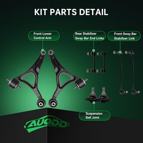 AUQDD 8Pcs Front End Suspension Kit Fit For 2003-2008 2009-2014 Vo-lvo XC90, 2 Lower Control Arm w Ball Joint 4 Sway Bar Link (# K640447 K640446 K80501 K500153 K80425) by AUQDD - Used condition - Image 3