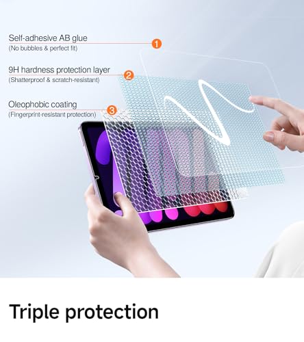 Image of SMARTDEVIL 2 Pack Screen Protector for iPad Mini 7th /6th (8.3 Inch, 2024 /2021) with Easy-Install Tray[Military Grade Shatterproof] 9H+ Hardness Tempered Glass, HD Clarity, Dust & Bubble Free