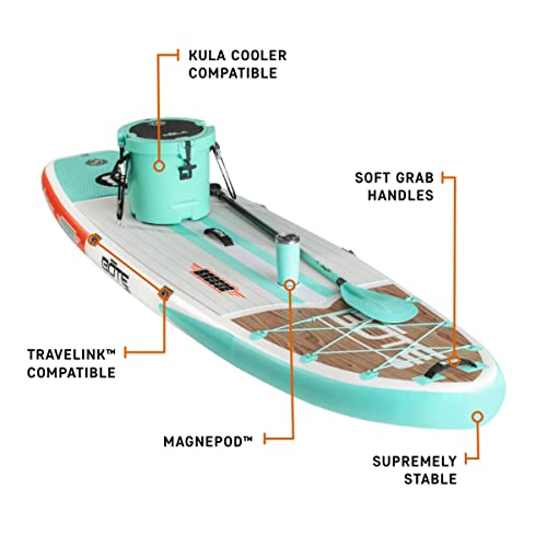 Bote Sup Breeze Aero Inflatable Stand Up Paddle Board, Fin, Paddle, Leash Package Bundle With Magnepod Blow Up Isup Great For Adults Kids Family Friendly Multiple Sizes Color Options #TOP2