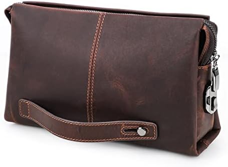 Contacts Leather Men Clutch Purse Bag, Mens Business Code Lock Wallet Anti Theft Clutch Phone Holder Handbag Travel