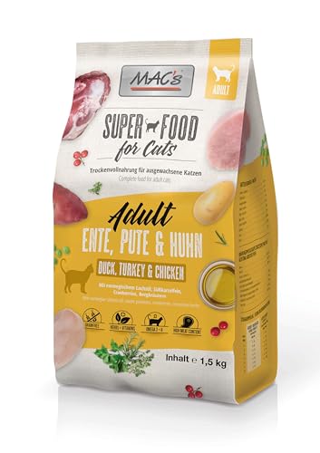 Mac's Cat Premium Trockenfutter für Katzen, 1,5 kg (Ente, Truthahn und Huhn)