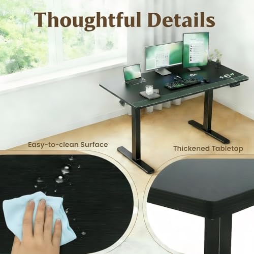 Image of Marsail Whole Table Top, 48 inch x 30 inch Inch One-Piece Standing Desk Top, 6 inch Extra Wide,Rectangular Black Wood Board for Height Adjustable Desk & Home Office