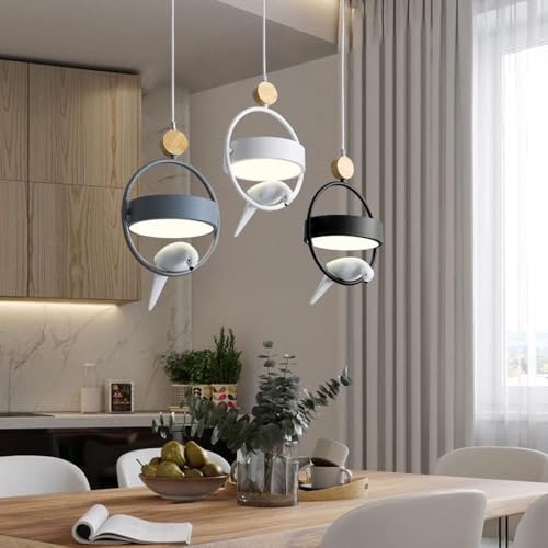 Lustre oiseau blanc suspendu design rond pour illuminer votre intérieur avec poésie