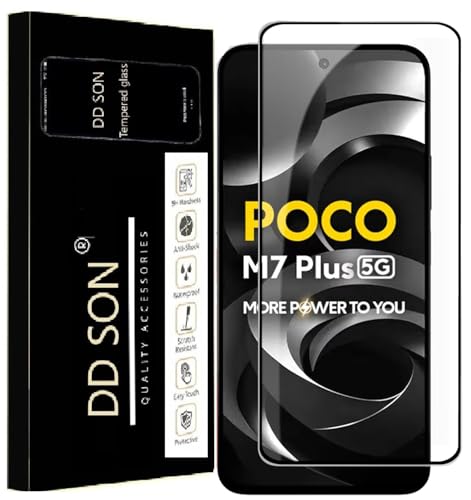 Image of DD SON Premium HD+ Tempered glass Screen Protector Guard Compatible For Poco M7 Plus 5G /Redmi 15 (6.83 Inch) | Edge to Edge Coverage With Easy to installation kit for Smartphone