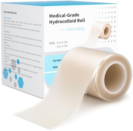 Hydrocolloid Roll for Wound Care ‌Edge-Peel with Edges,(2in*10ft) Cut-to-Size Extra Large Hydrocolloid Patch Bandages with Self-Adhesive, Ultra Absorbent, Flexible Waterproof, First Aid Kit Essential