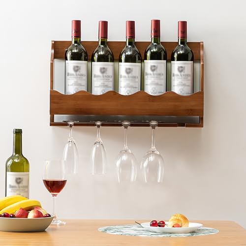 Étagère à vin murale avec support verres suspendus pour optimiser votre rangement intérieur
