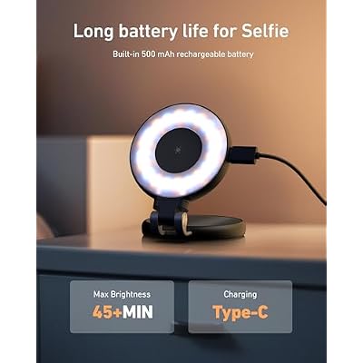 TELESIN C03 Magnetic Phone Beauty Selfie Light Compatible with iPhone Magsafe, CRI97 360 LED Selfie Ring Fill Light with Mirror for Selfies/Photography/TikTok/Zoom Calls/Video Conference(Black)