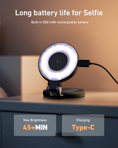 Image of TELESIN C03 Magnetic Phone Beauty Selfie Light Compatible with iPhone Magsafe, CRI97 360 LED Selfie Ring Fill Light with Mirror for Selfies /Photography /TikTok /Zoom Calls /Video Conference(Black)