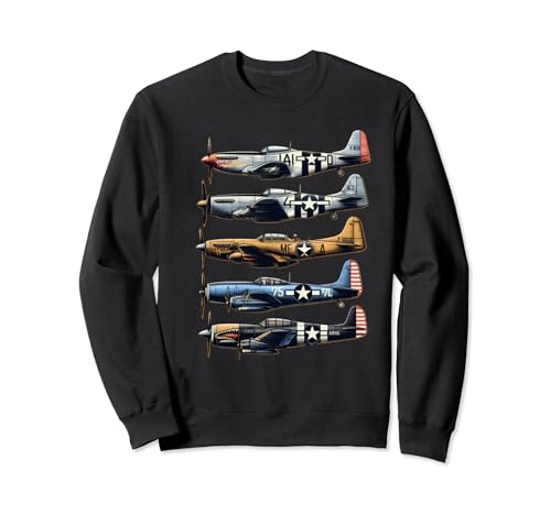 Aviones de la Segunda Guerra Mundial P51 Mustang F4U Corsair B17 P47 Thunderbolt Sudadera
