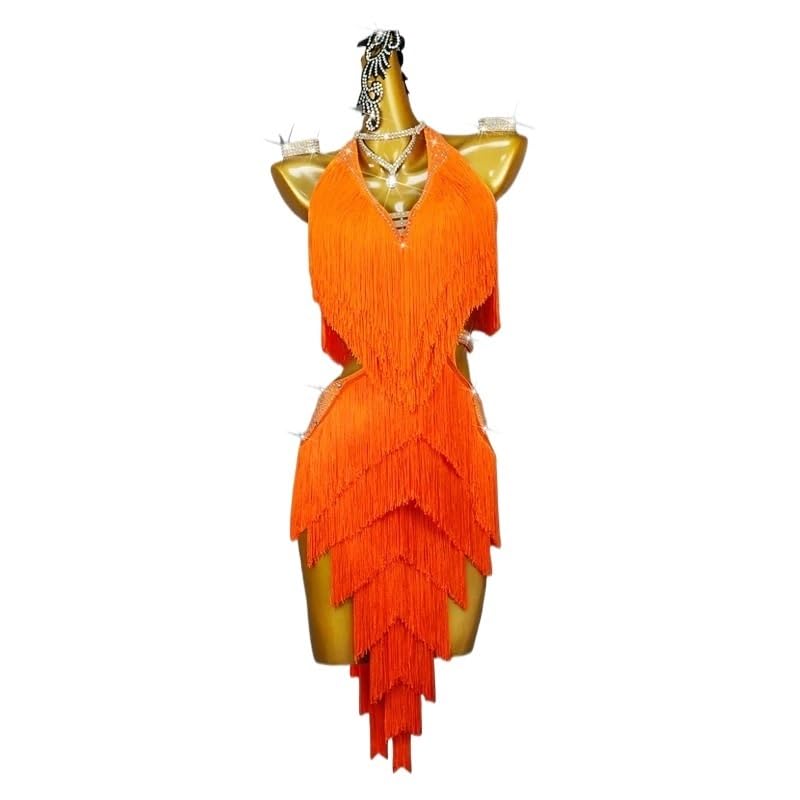 lateinisches Tanzkleid lateinisches Tanzkleid sexy Party Ballrock Mädchen Linie Fransen Kleidung