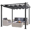 VEVOR 10'x10' Outdoor Retractable Pergola with Canopy, Aluminum Pergola with Retractable Canopy, Modern Style, Sun Shade for Patios, Gardens, Decks, Backyards (Gray)