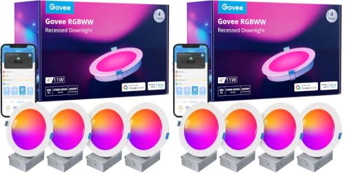 Image of Govee Smart Recessed Lighting 4 Inch, LED Downlight 800 Lumen, 8 Pack