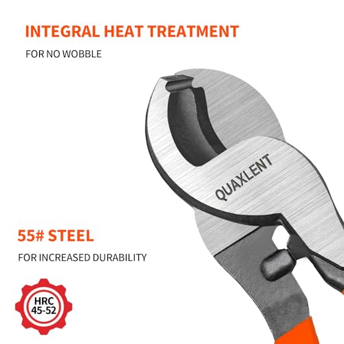 Image of 10 Inch Large Cable Cutter Heavy Duty High Leverage Big Wire Cutting Plier Tool for 4 /0 Aluminum 2 /0 Soft Copper and 100PR 24AWG Comm Cable, Orange