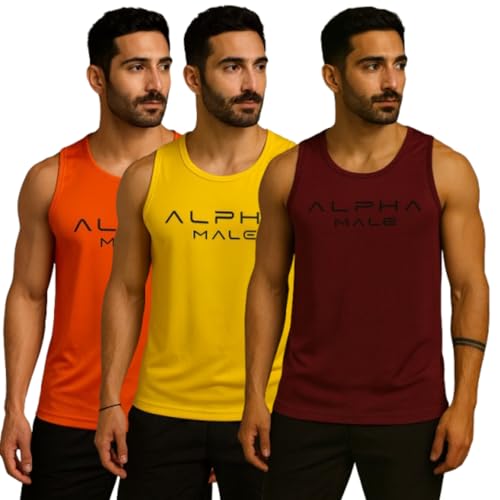 Image of Pack of 2 Sando For Men Men's Sleeveless Round Neck Vest - Pack of 2, Polyester Fabric, Quick Dry Gym & Casual Wear Gym Fit