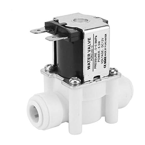 12V Solenoid Valve, DC12V Normally Close Water Valve Plastic Electric Magnetic Valve 3/8" Quick Connection for Water Purifier Cover