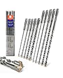 BRSCHNITT SDS Plus Lot de 10 forets pour béton 5/6/8/10/12 * 160MM+5/6/8/10/12 * 210MM   Compatible marteaux perforateurs SDS Plus pour béton, brique, pierre et maçonnerie
