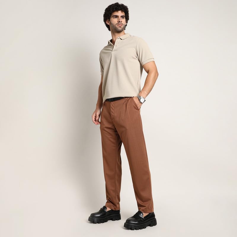 Image of CAHOOT Men's Cargo Trousers for Casual Wear | Mid-Rise | Relaxed Fit | Button Closure | Cargo Pants Crafted with Comfort Fit for Everyday Wear