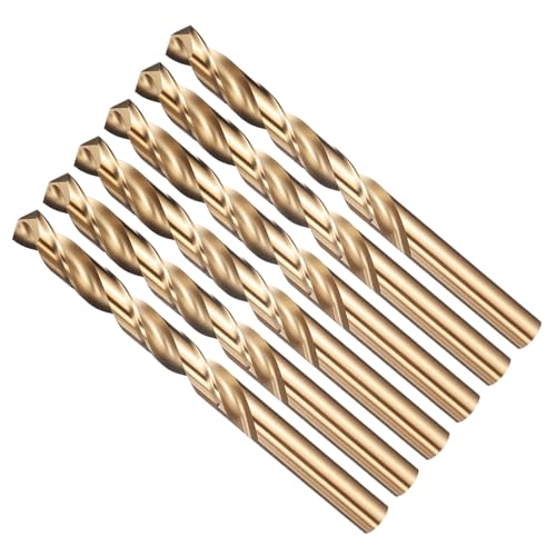 METALLIXITY Drill Bit (7/16) 6Pcs 4241 High-Speed Steel Straight Shank Gold Finish 135 for Wood Plastic Iron Copper Aluminum Low Soft Metal