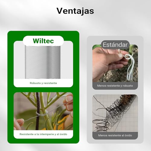 WilTec Alambre para Manualidades Ø 0,7 mm Aprox. 33 m Acero galvanizado Natural Hilo de Acero Flexible y Resistente Bobina de Madera para artesanías, Bricolaje, floristería, bisutería, jardinería - imagen 5