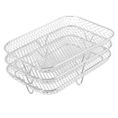 EIMSOAH 3PCS Fryer Rack Set, 304 Stainless Steel Stackable Multi Layer Dehydrator Rack, 8 Inch Fryer (Rectangle (12 X 10 X 1.5cm / 4.72 X 3.94 X 0.59in))