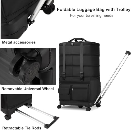 Expandable Collapsible Luggage with Telescoping Handle Foldable Suitcase with Removable Wheels Rolling Travel Duffel Bag for Men and Women4