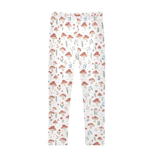 senya Girls Printed Leggings Yoga Pants Mushroom Pattern for Kids in 4t to 10 Years, 4T