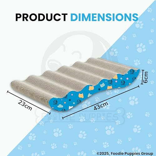 Image of Foodie Puppies 2-in-1 Reversible Cat Scratcher Pad with Catnip for Cats & Kittens, (Zig Zag, 43 x 26 x 6 cm) | Durable Corrugated Cardboard Cat Scratching Board | Scratch Post for Furniture Protection