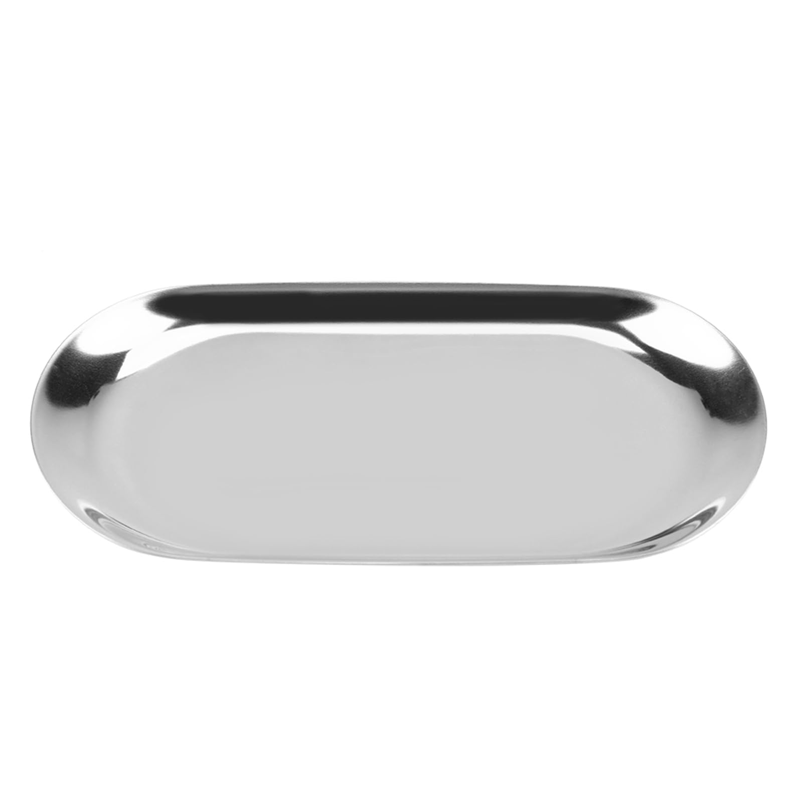 Silver Oval Stainless Steel Trinket Tray,Serving Bathroom Tray,Oval Towel Cosmetics Jewelry Organizer Fruit Cake Plate Silver Snack Tea Key Candle Plates,7.1x3.2inch