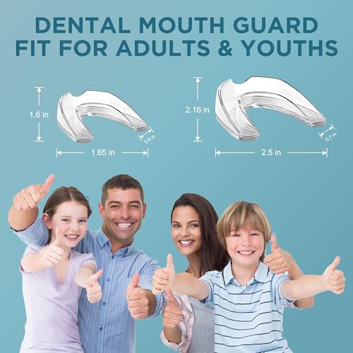 Image of Mouth Guard for clenching Teeth at Night: Night Guards for Teeth Grinding Mouthguards for Grinding of Teeth Custom Fit for Nighttime Protection - 4 Pack with 20 Cleansing Tablets
