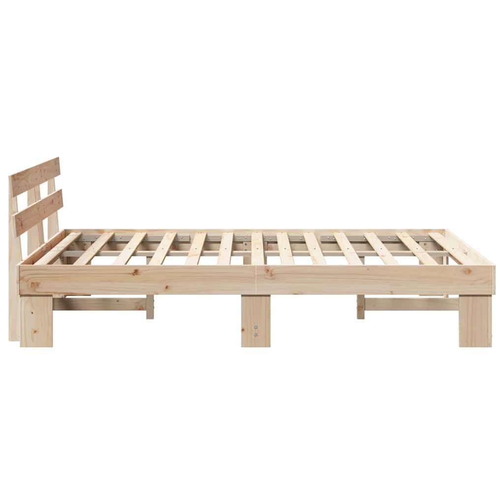 vidaXL Bedframe met hoofdeinde Naturel 160 x 200 cm Massief grenenhout | Genoeg plek onder het bed voor al je spullen, Gemaakt van stevig massief grenenhout, dat lang meegaat,
