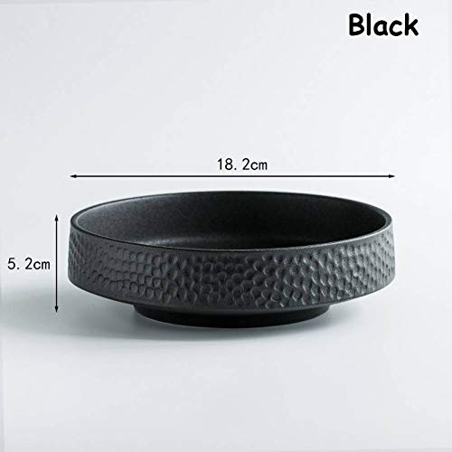AAJKA Plate Cuisine Bowls Deep Plate With Ceramic Veins Contracted Bowl Sushi Dish Delicate Food Containers Creative Rice Container,Black