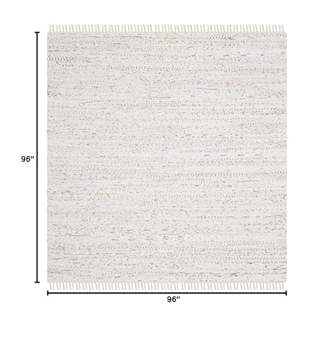 Tapete Boho Cuadrado de Algodón 8' Ivory y Multicolor miniatura 2