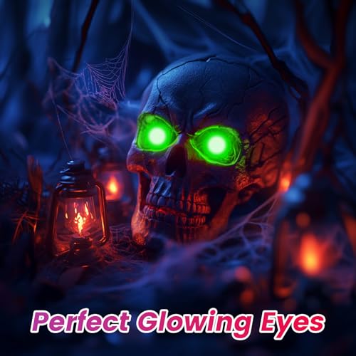 Image of Led Eyes for Mask Skeleton Ghost Black Cat Spider Pumpkin Spooky Tree, EL Panels Light for Cosplay DIY Themed Party Decor(Green, 50mm)