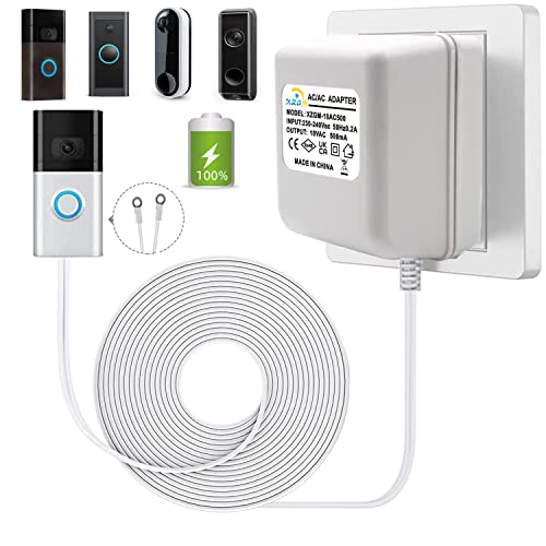 Doorbell Power Transformer 18V500MA Video Doorbell Power Adapter UK Plug for Ring Nest Eufy Arlo Wyze Video Doorbell Equipment(8M Extension Cable White)