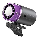 Car Clip On Air Conditioner,2026 Car Clip On Air Conditioner Fan with LED Display,360° Rotation,USB Rechargeable,199 Speeds Adjustable,16℃ Semi-Cooling Wide Clamp for Home Office Camping-Dark Grey