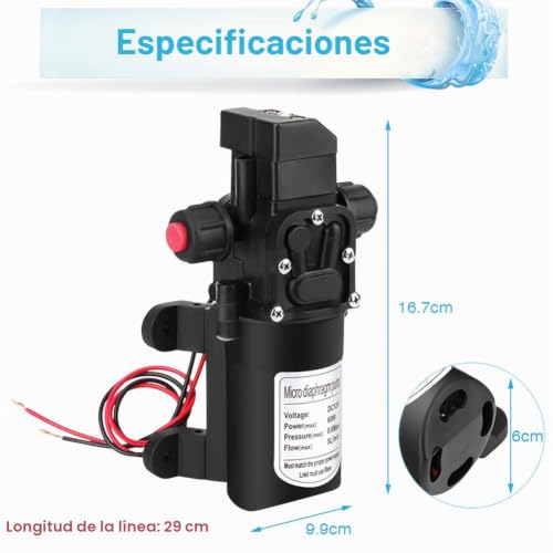 Bomba de agua de 12V con interruptor automático para barcos, caravanas y camping 7