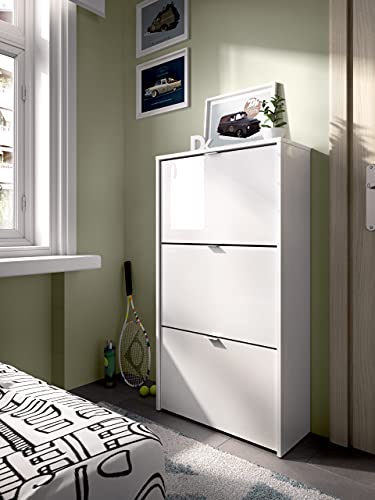 Meuble à chaussures 18 paires à 3 clapets blancs HOMEKIT
