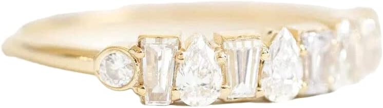 Ssjewel 2 Ct Multi Cut Half Eternity Diamond Comfort Fit Wedding Engagement Band 14K Yellow Gold Finish 925 Sterling Silver Handmade Charming Gift For Her